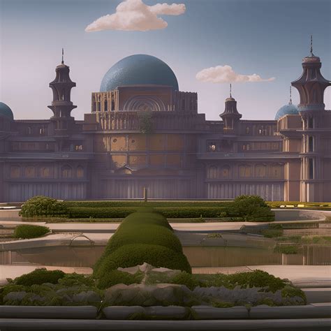 Beautiful City of Naboo Royal Palace Architecture with Arboretum · Creative Fabrica