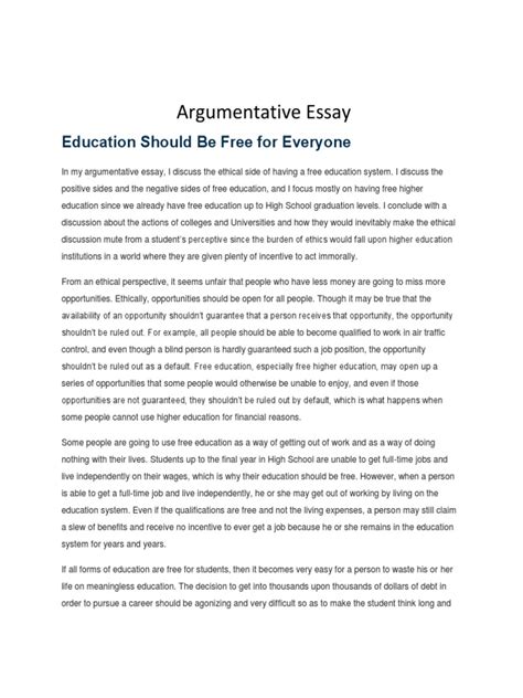 Argumentative Essay.docx | Higher Education | Government | Free 30-day Trial | Scribd