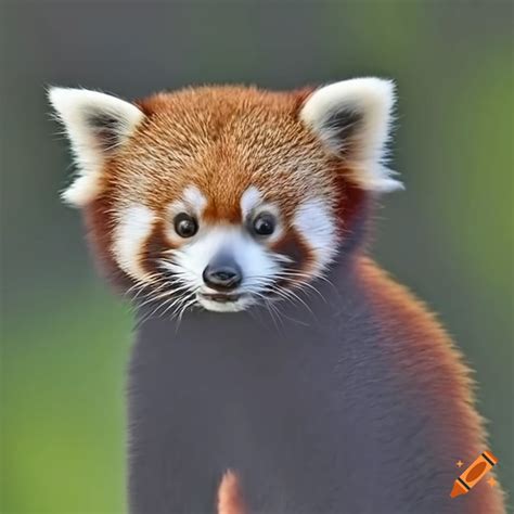 Adorable chinese red panda cub with a squinched face on Craiyon