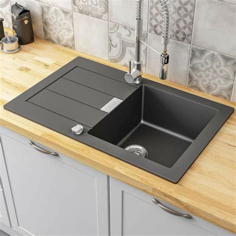 Franke Sirius 1.0 Bowl Black Tectonite Kitchen Sink & Waste SID611-78