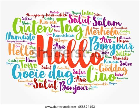 Hallo Hello Greeting German Word Cloud Stock Vector (Royalty Free) 658894153