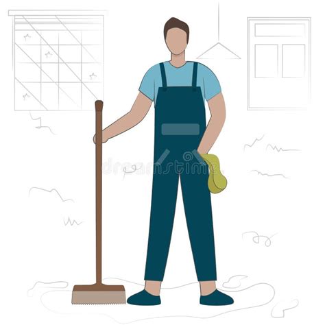 Janitor Man Broom Cartoon Illustration Stock Illustrations – 498 ...