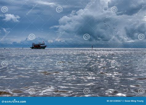 Scene of Fishing Boats Harbor at the Dock before Sailing Out To Sea ...