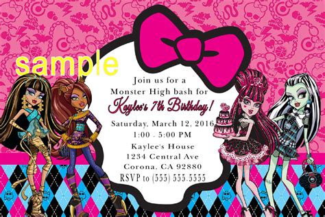 Monster High Birthday Invitation. Click on the image twice to place ...