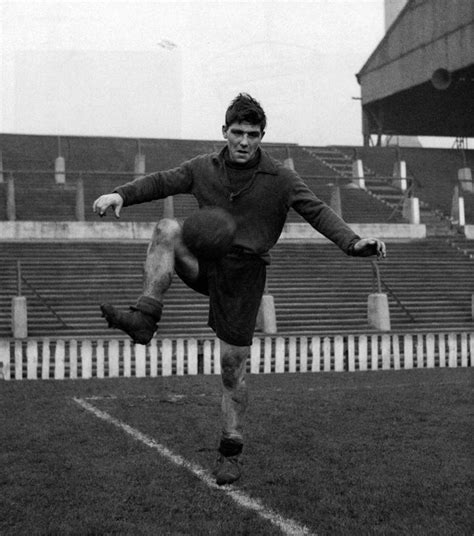 'Get stuck in lads' Duncan Edwards during training at Old Trafford, January 1954 Manchester ...