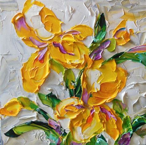 Original Oil Painting Bright Yellow Iris Still life | Iris painting ...