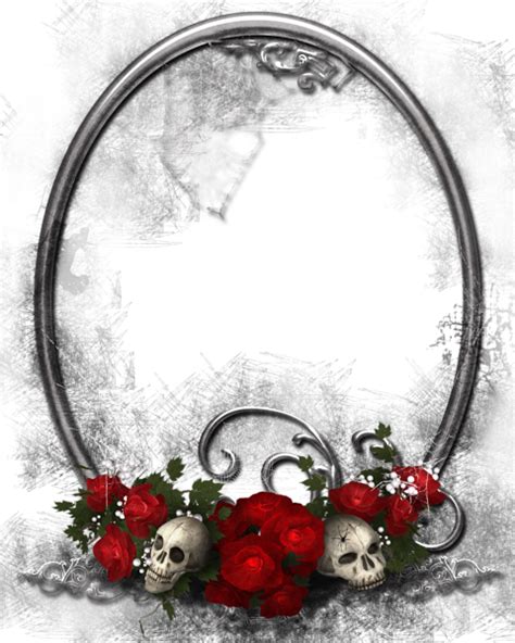 Halloween Transparent PNG Frame with Skulls and Roses | Gallery ...