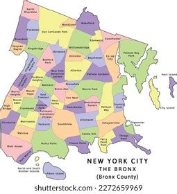 Bronx Bronx County Neighborhoods Map New Stock Vector (Royalty Free ...