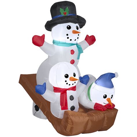 Gemmy 5-ft Snowman White Light Family Scene Xmas Inflatable 119203 | RONA