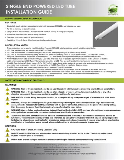single end powered led tube installation guide