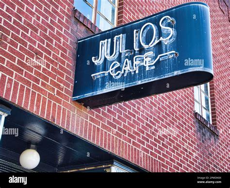 Julios Cafe vintage neon sign Stock Photo - Alamy