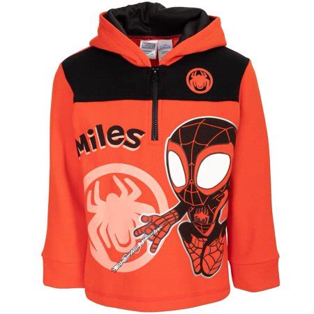 Marvel Spider-Man Miles Morales Toddler Boys Fleece Half Zip Hoodie Red ...