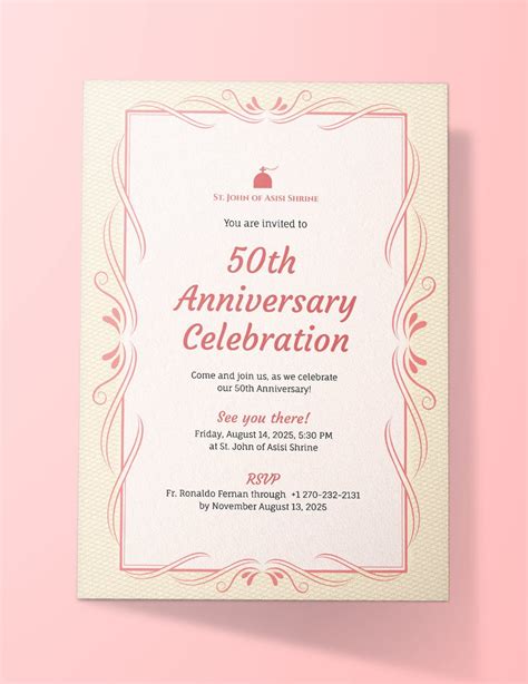 25th Wedding Anniversary Invitation Template in Pages, Publisher, Word, PSD, Illustrator ...