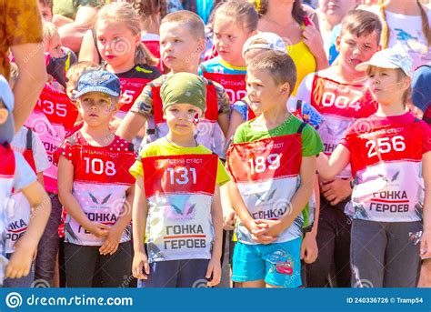 Children in a Sports Uniform are Worried before the Start in City ...