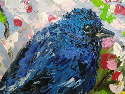 Bluebird of happiness Bluebird oil painting Bluebird painting | Etsy