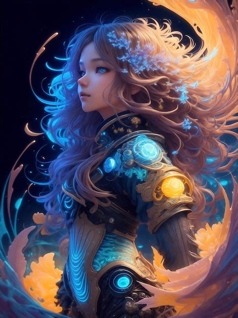 Premium AI Image | Digital painting of fantasy art cute female anime generative ai