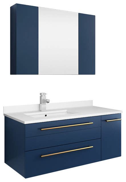 Fresca Lucera 36" Royal Blue Bathroom Vanity With Medicine Cabinet - Modern - Bathroom Vanities ...