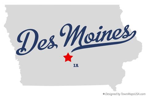 Des Moines Iowa Map Usa - Candie Virginia