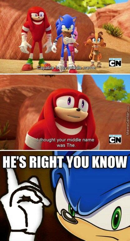 ~Sonic Boom~ ~Sonic~ ~Knuckles~ ~Amy~ ~Sticks~ | Sonic memes, Really funny memes, Sonic funny