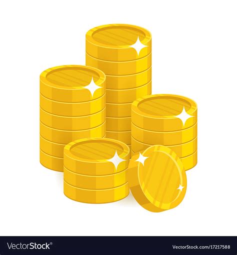 Stack gold coins isolated cartoon Royalty Free Vector Image