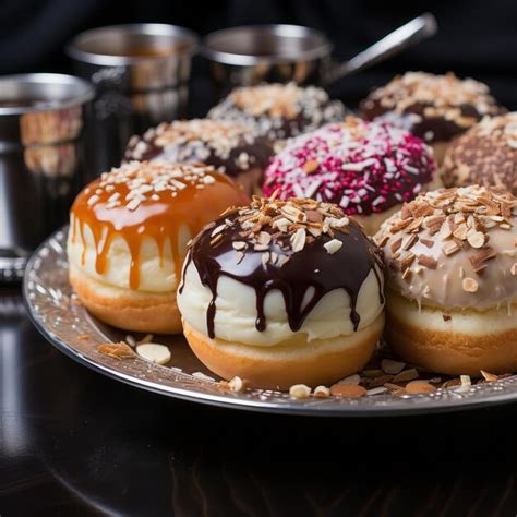 Premium AI Image | Gourmet Hanukkah Sufganiyot Creations