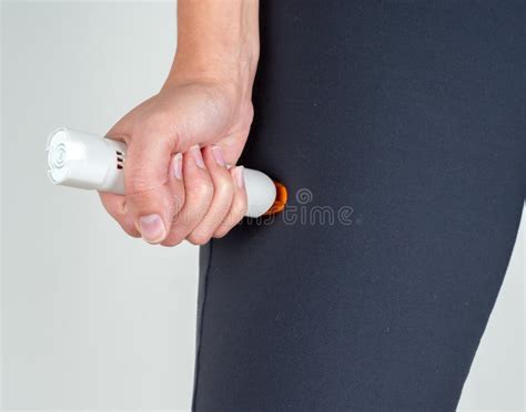 Treating the Allergic Reaction with the Epinephrine Stock Photo - Image of injector, care: 104216146