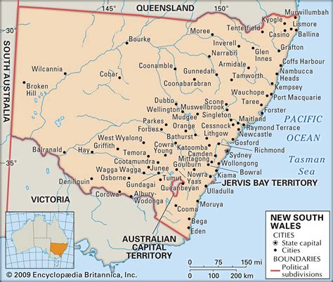 Map Of New South Wales Australia With Cities