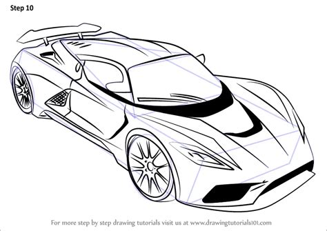 Learn How to Draw Venom F5 (Sports Cars) Step by Step : Drawing Tutorials