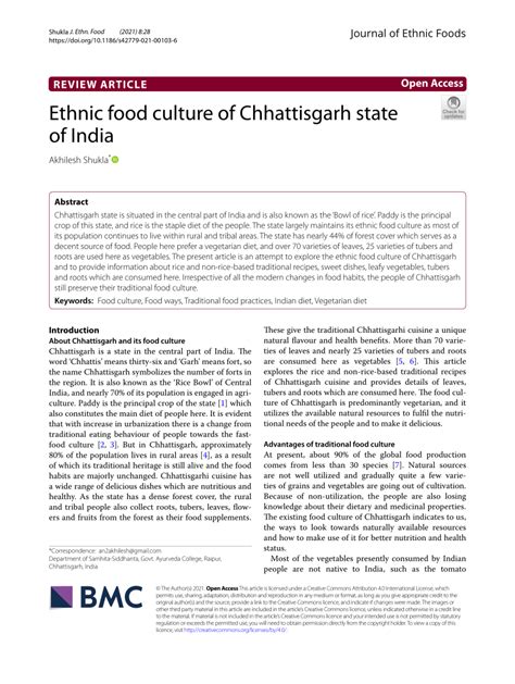 (PDF) Ethnic food culture of Chhattisgarh state of India