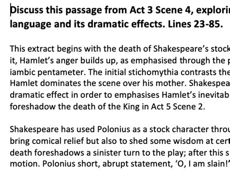 A* Hamlet Act 3 Scene 4 language analysis | Teaching Resources