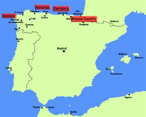 Spain Map North Coast