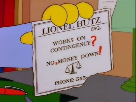 Lionel Hutz business card, Simpsons | Lionel hutz, The simpsons, Lawyer ...