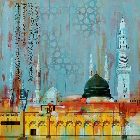 Madina Mosque in Blue Green Painting by Gull G - Fine Art America