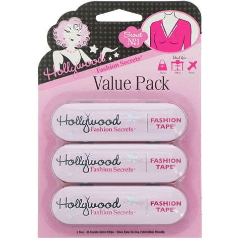 Hollywood Fashion Secrets Fashion Tape Value Pack, 3 Tins, 36 Double ...