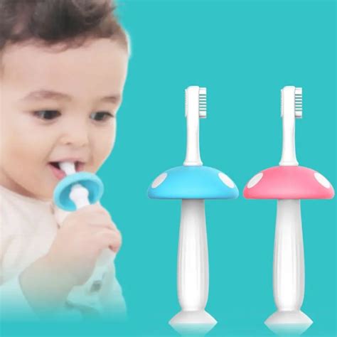 Children Babies Soft Toothbrush Safe Removable and Safe Toothbrush PP Food Grade Silicone Baby ...