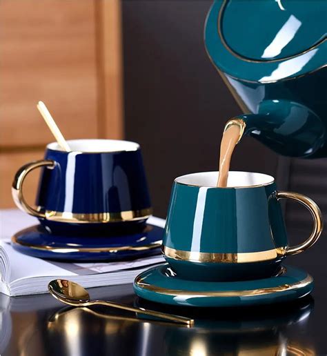 Luxury European Style Ceramic Coffee Cup And Saucer Set Household ...