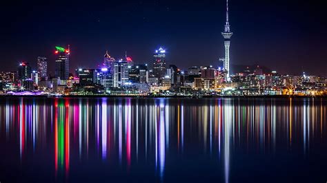 HD wallpaper: sky tower, auckland, cityscape, reflection, skyline, new ...