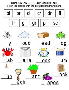 Consonants - Beginning Blends | Blends worksheets, Consonant blends worksheets, Phonics blends ...