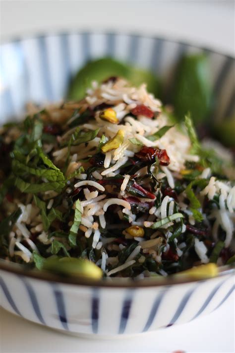 Persian-Style Rice Bowl with Swiss Chard, Barberries and Pistachio