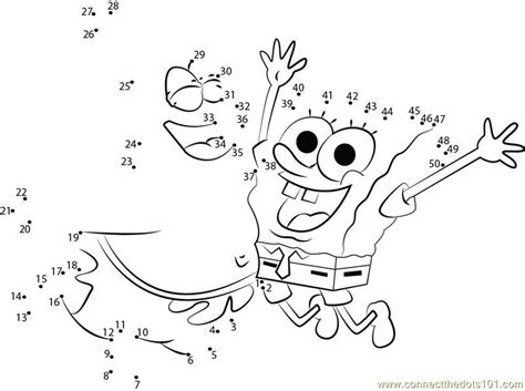 Spongebob Having Fun dot to dot printable worksheet - Connect The Dots | Connect the dots, Dot ...