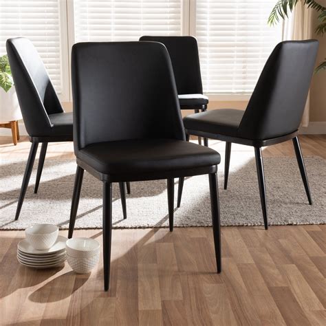 Modern Faux Leather Dining Chair 4-Piece Set by Baxton Studio (White) | Faux leather dining ...