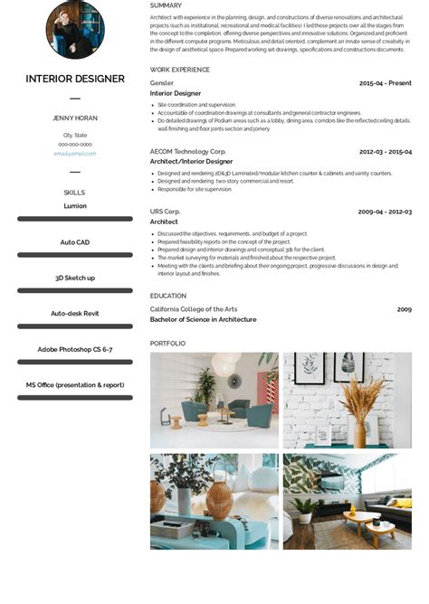 Interior Designer Resume Samples [+ 3 Examples] | VisualCV