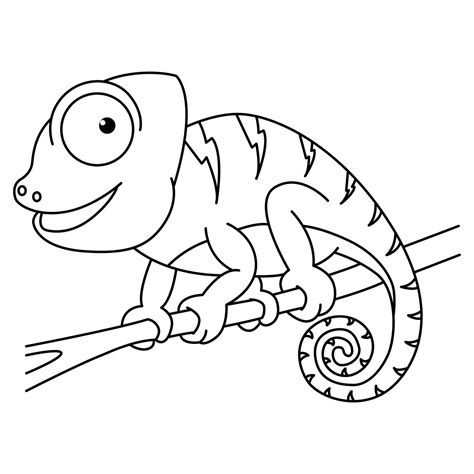 Cute chameleon cartoon characters vector illustration. For kids coloring book. 22214198 Vector ...