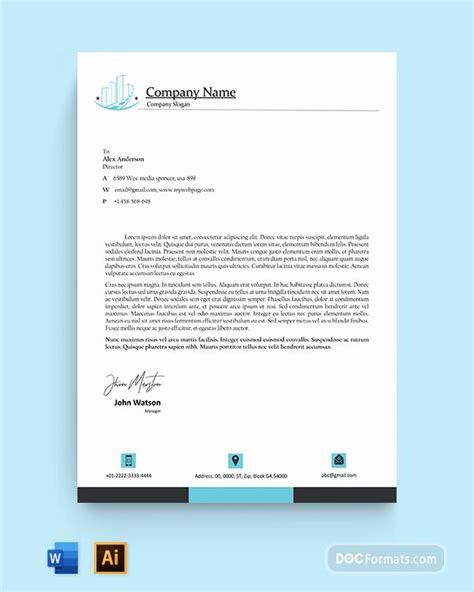 Blue & Black Footer Construction Letterhead Template - Doc Formats ...