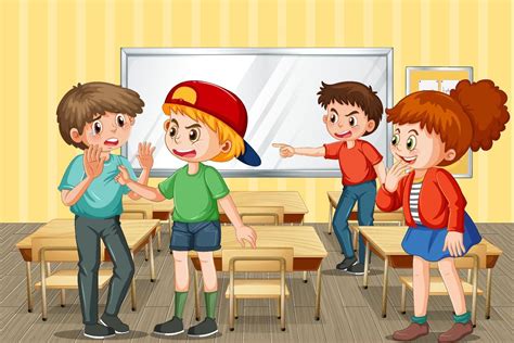 School bullying with student cartoon characters 12404256 Vector Art at ...