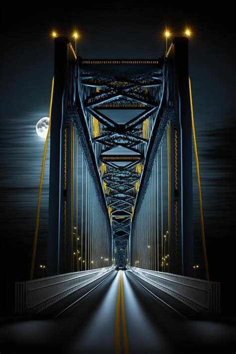 Illustration of bridge. Night view. Generative Ai. 22758657 Stock Photo ...