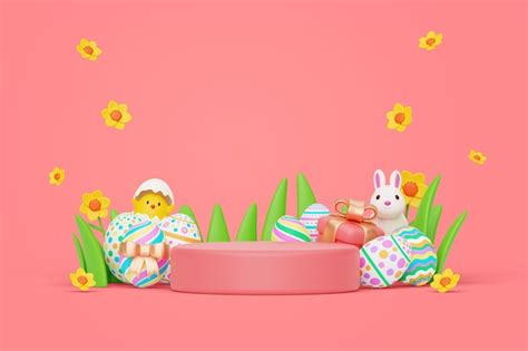 Free PSD | Easter podium background with eggs
