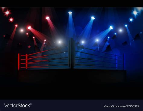 Boxing ring arena and spotlight floodlights Vector Image