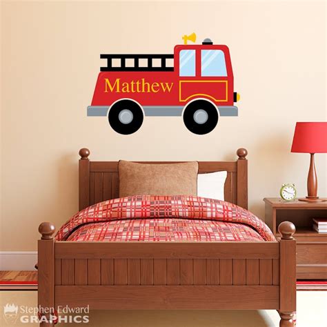 Firetruck Wall Decal Personalized Decal Fire Truck Sticker | Etsy