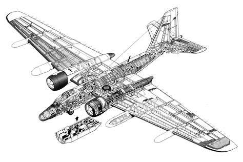 Martin/General Dynamics RB-57F Canberra Cutaway Drawing in High quality